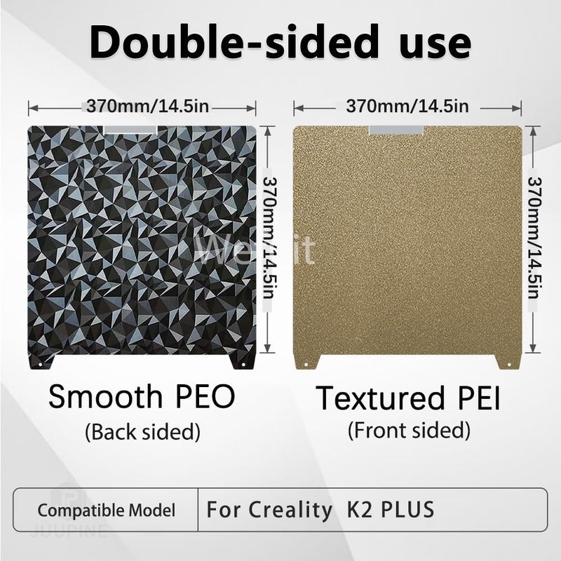 Wefuit K2 Plus Build Plate 370x370mm Diamond PEO+Textured PEI Sheet Heated Bed Spring Steel Flexible 3D Printer Platform for Creatily K2 Plus 3D Printer - Image 2
